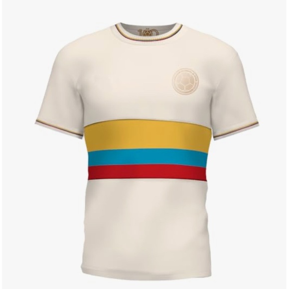 Adidas Colombian white Shirt with yellow, Blue, and Red Stripes - Picture 1 of 7